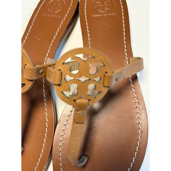 Tory Burch Mini Miller Thong Sandals Flip Flops Cognac Brown Size 8.5 - Picture 4 of 14